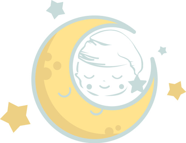 卡通可爱的睡床在月亮上幼稚图片下载