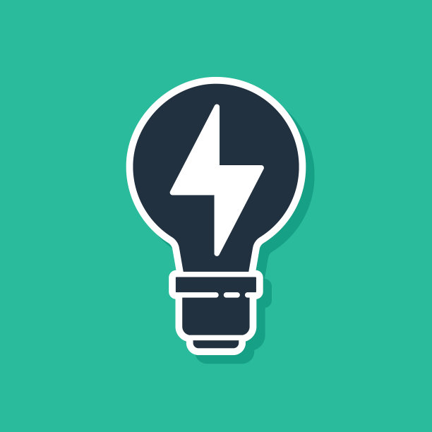 带有闪电标志图标的蓝色灯泡图片下载