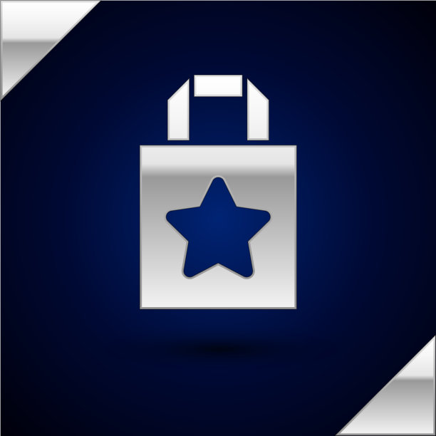 银纸购物袋图标孤立在黑暗图片下载