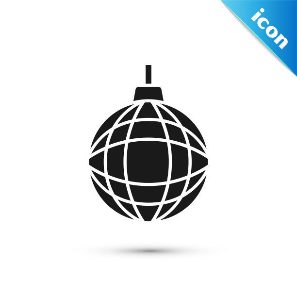 灰色迪斯科球图标孤立的白色背景图片下载