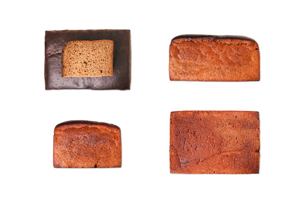 孤立在白色背景上的黑麦面包。黑色修道院面包的顶部，侧面和底部视图图片下载