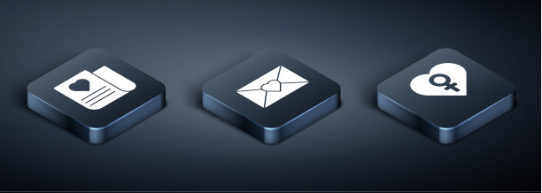 设等距信封与情人心图片下载