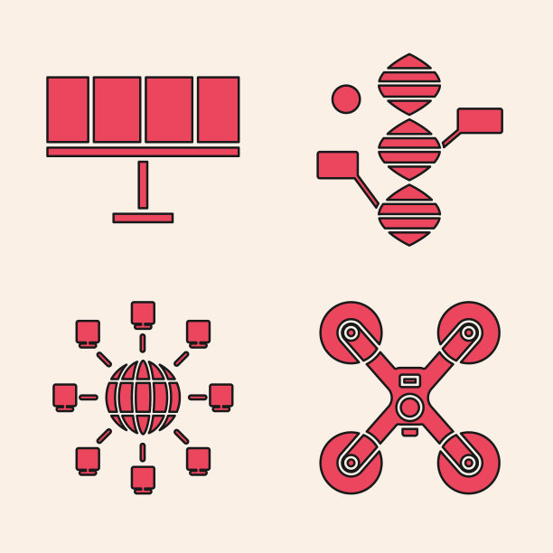 设置无人机飞行太阳能电池板DNA符号图片下载
