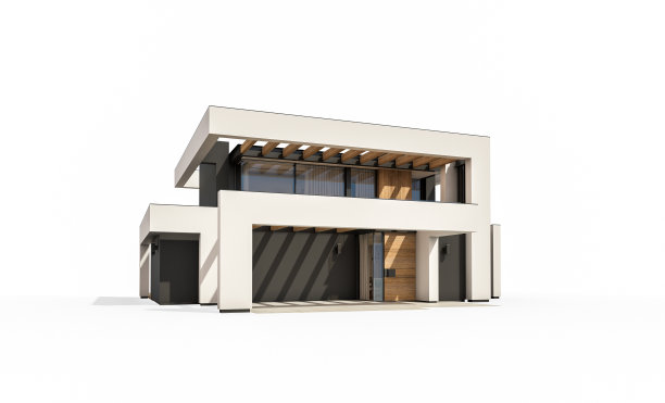 现代舒适的房子在豪华风格的3d渲染孤立在白色图片下载