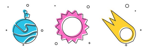 月亮与旗帜太阳和彗星落下图片下载