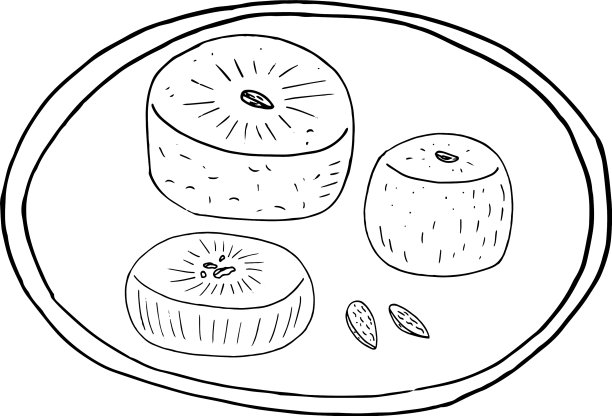 传统的印度糖果sandesh在盘子素描图片下载