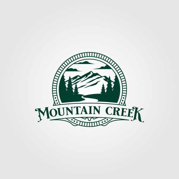 溪和山复古标志设计复古图片下载