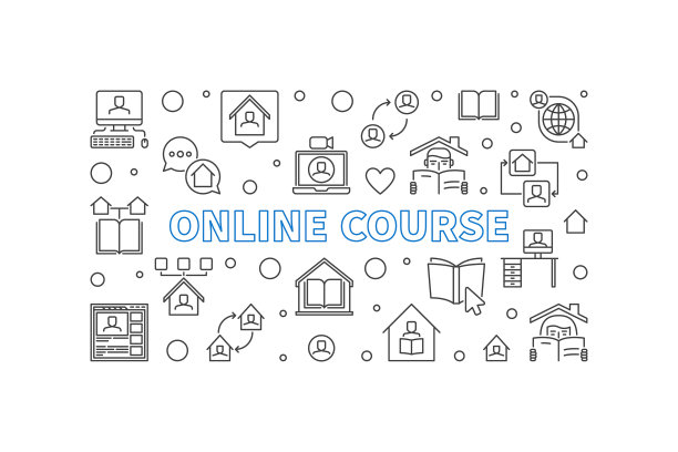 在线课程概念大纲横幅图片下载
