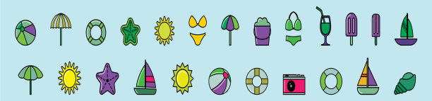 设置海滩卡通图标设计模板图片下载