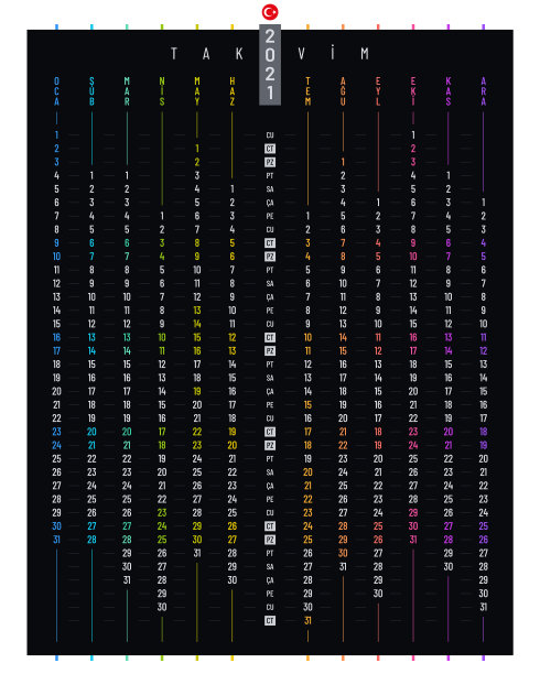 土耳其线性海报日历2021年设计黑暗图片下载