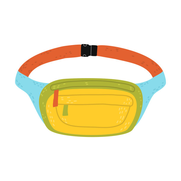 亮黄色时尚休闲髋包与色彩鲜艳图片下载