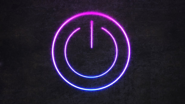 黑色混凝土墙上的霓虹灯开关标志图片下载