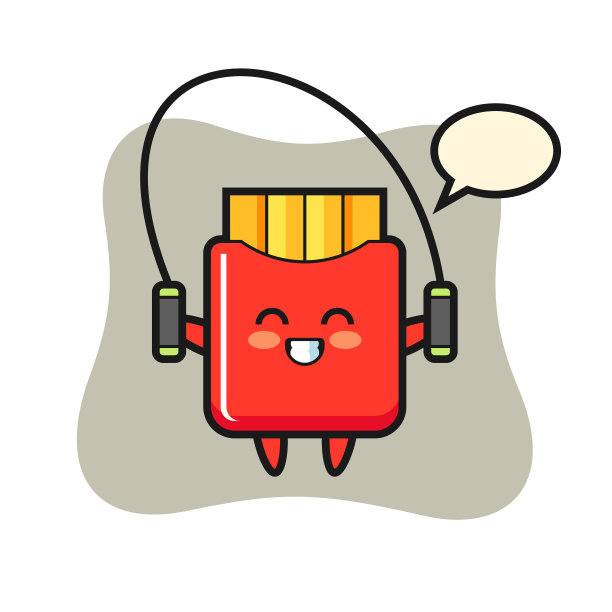 薯条人物卡通与跳绳图片下载