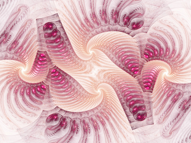 计算机生成的蓝色双螺旋分形。图片下载