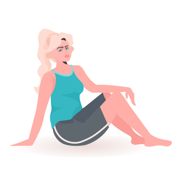 美丽的女孩在休闲服装女性卡通图片下载