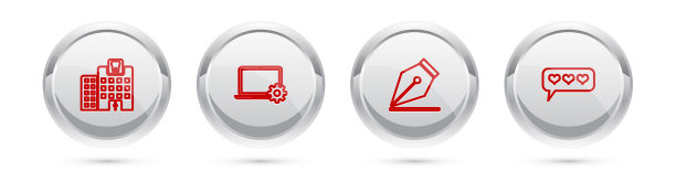 设置线牙科诊所笔记本电脑和齿轮喷泉图片下载