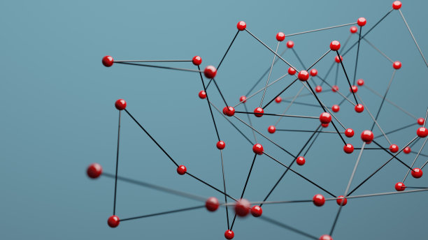 蓝色背景上的红色球体，网络概念图片下载