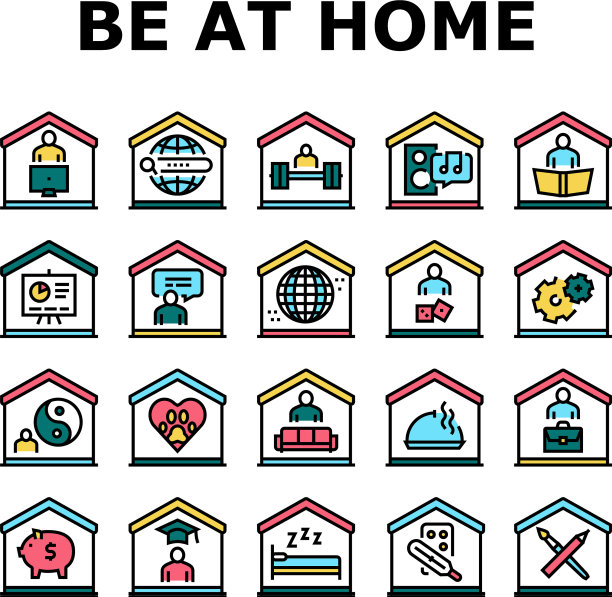 家庭培训课程集合图标集图片下载