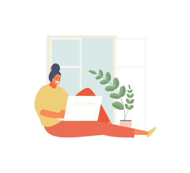 女孩在家远程工作图片下载