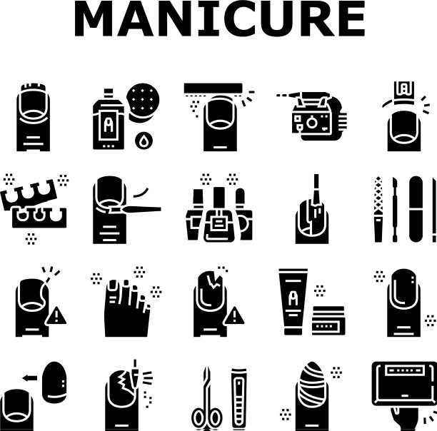 美甲和足疗收集图标集图片下载