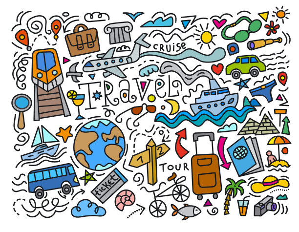 旅行的涂鸦图片下载
