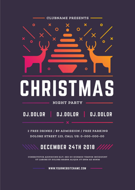 圣诞派对传单邀请复古排版图片下载