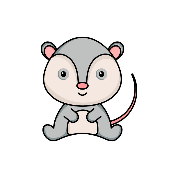 可爱的商业负鼠图标上的白色背景图片下载