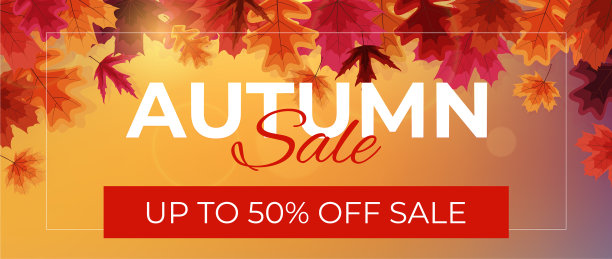 亮晶晶的秋叶销售横幅商业折扣图片下载