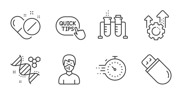 化学DNA医用面具和计时器图标设置图片下载