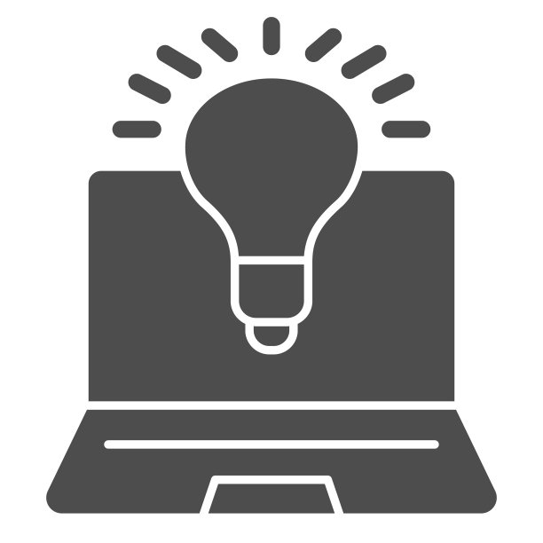 笔记本电脑和灯固体图标共同工作的概念图片下载