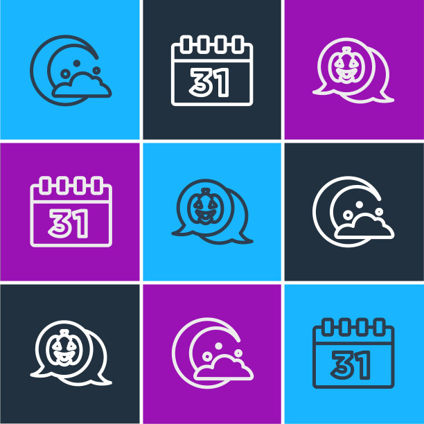 集线，月亮和星星，南瓜和日历图片下载