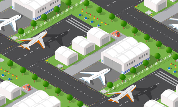 无缝模式等距3d城市机场用图片下载
