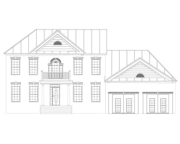两层楼的房子轮廓，正面视图矢量图图片下载