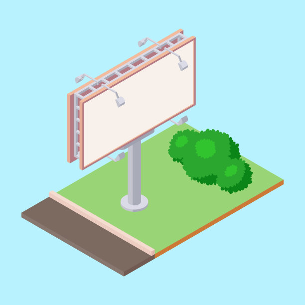 道路附近的绿地上的等距广告牌图片下载