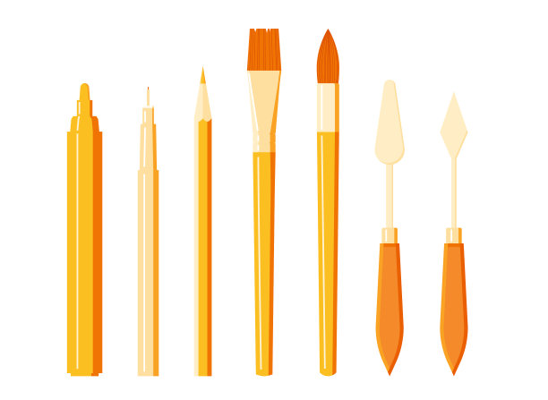 美术工具-铅笔、笔刷、眼线笔图片下载