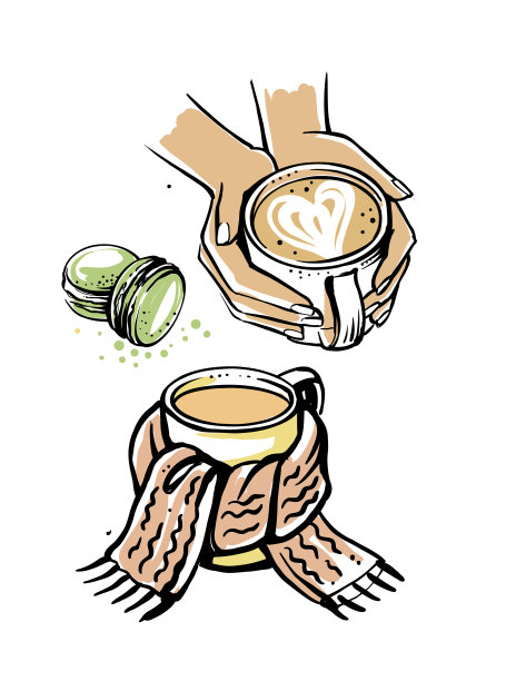 手里拿着杯咖啡或茶的女孩图片下载