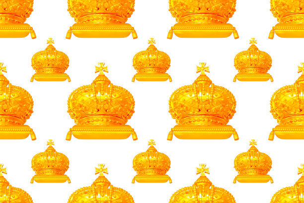 无缝模式与皇冠。金冠孤立在白色背景上。包装纸的概念图片下载