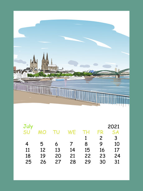 日历表2021年7月德国图片下载