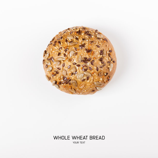 全谷物面包，白色背景上有种子。前视图。健康的食物图片下载