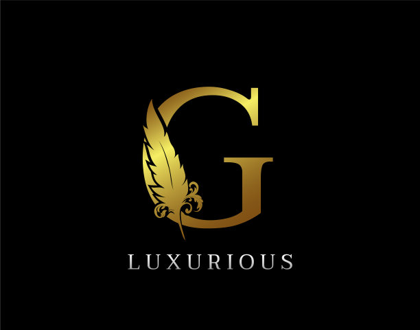 金羽毛字母g奢侈品牌标志图标图片下载