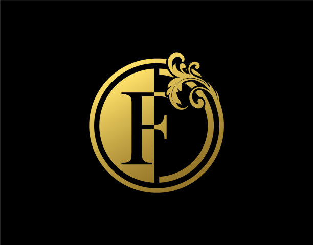奢侈圈f字母花卉标志复古金f图片下载
