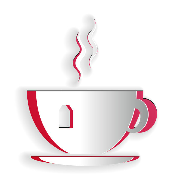 剪纸杯与茶袋图标孤立在白色图片下载