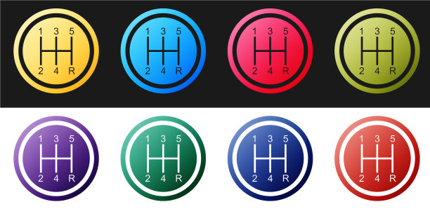 设置换挡图标隔离在黑色和白色图片下载