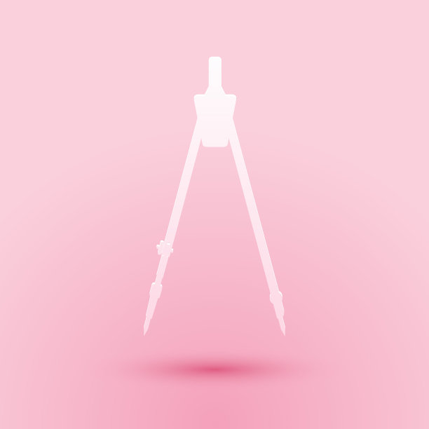 剪纸绘图罗盘图标孤立在粉红色图片下载