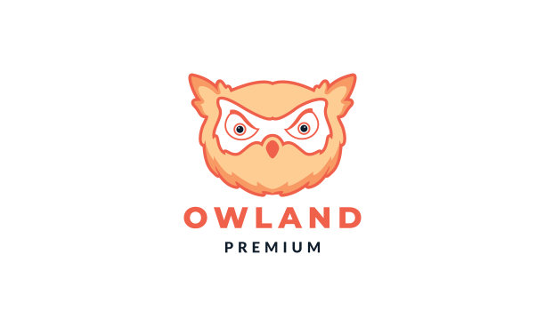 猫头鹰或猫头鹰头的现代可爱彩色标志设计图片下载