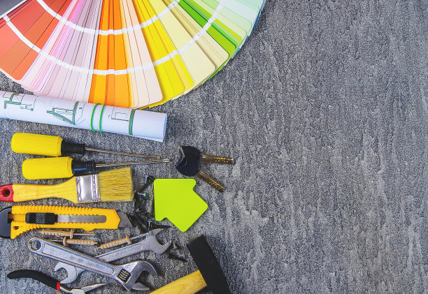 家居改善概念-建设工具和项目。有选择性的重点。图片下载