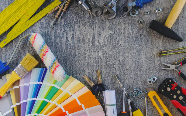 家居改善概念-建设工具和项目。有选择性的重点。图片下载