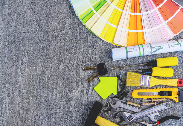家居改善概念-建设工具和项目。有选择性的重点。图片下载