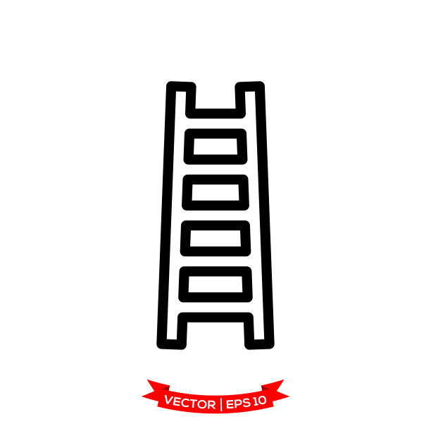 楼梯图标在时尚的平面风格图片下载