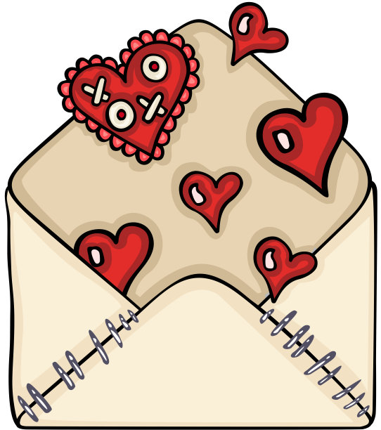 情人心的情书信封打开图片下载